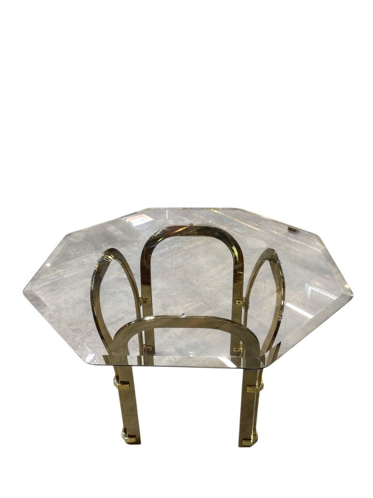 Chromcraft Brass & Glass Dining Table w/4 Swivel Chairs (Set of 5)