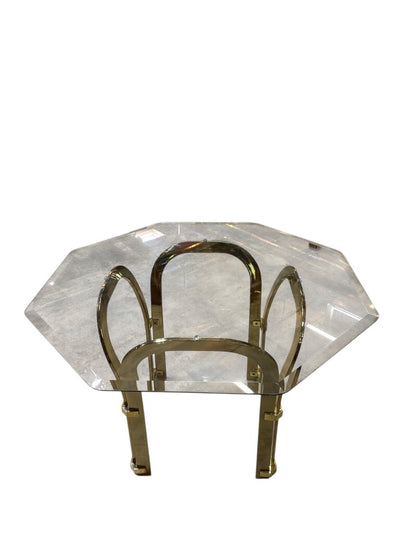 Chromcraft Brass & Glass Dining Table w/4 Swivel Chairs (Set of 5)