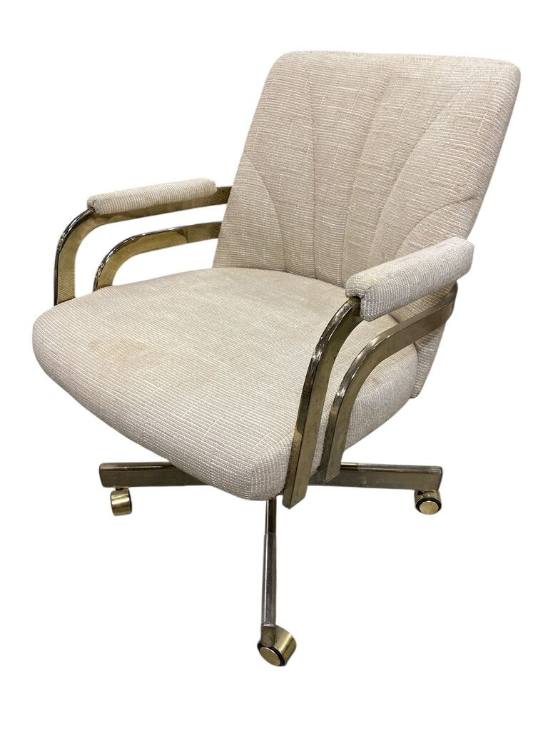 Chromcraft Brass & Glass Dining Table w/4 Swivel Chairs (Set of 5)