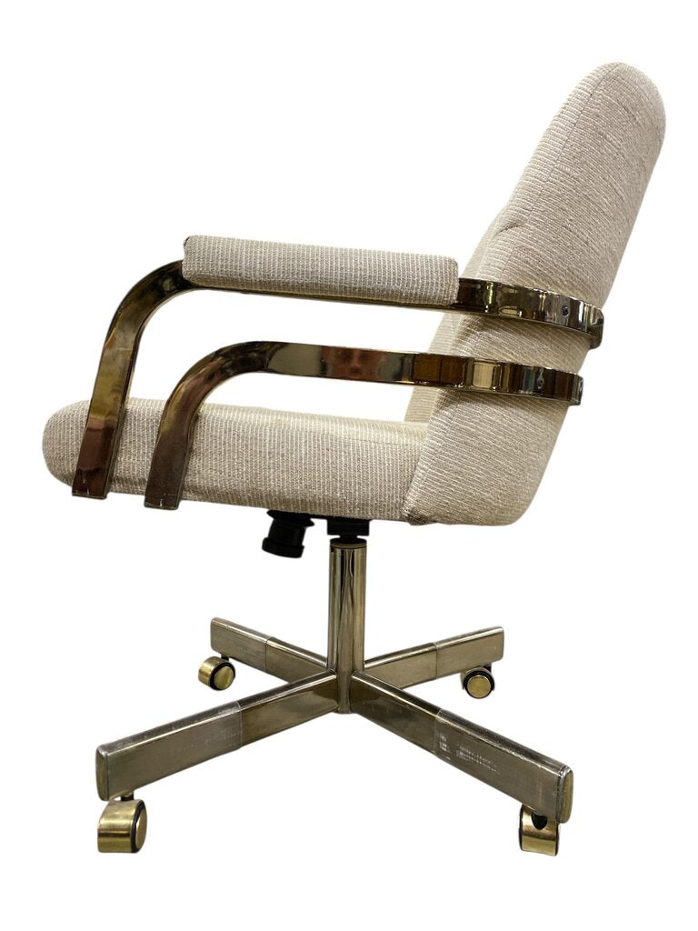 Chromcraft Brass & Glass Dining Table w/4 Swivel Chairs (Set of 5)