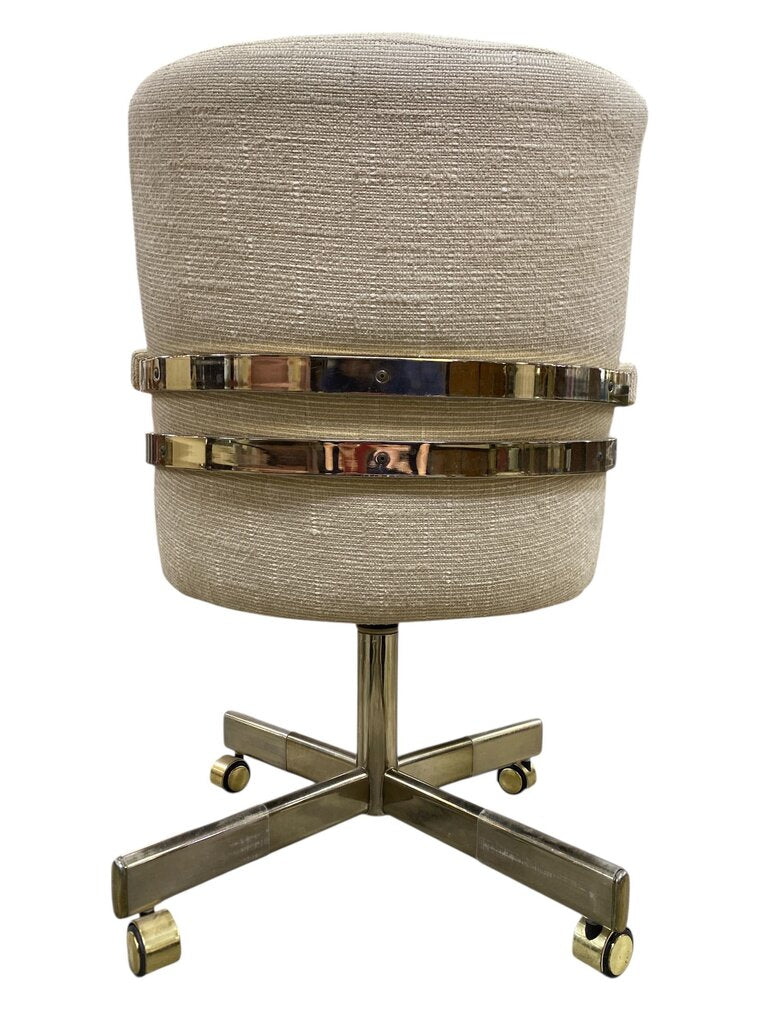 Chromcraft Brass & Glass Dining Table w/4 Swivel Chairs (Set of 5)