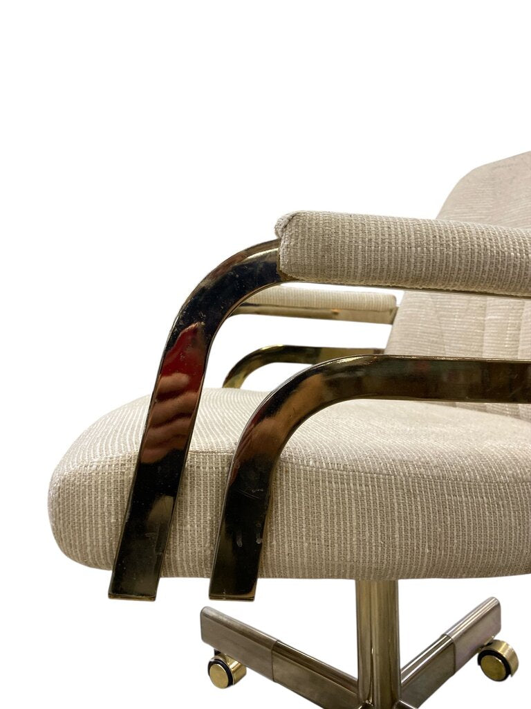 Chromcraft Brass & Glass Dining Table w/4 Swivel Chairs (Set of 5)