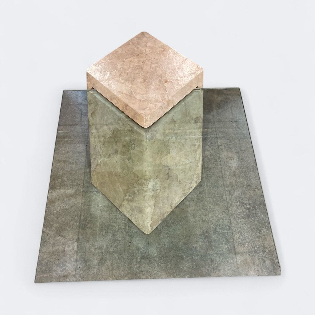 Mid Century Cantilever Faux Goatskin Coffee Table