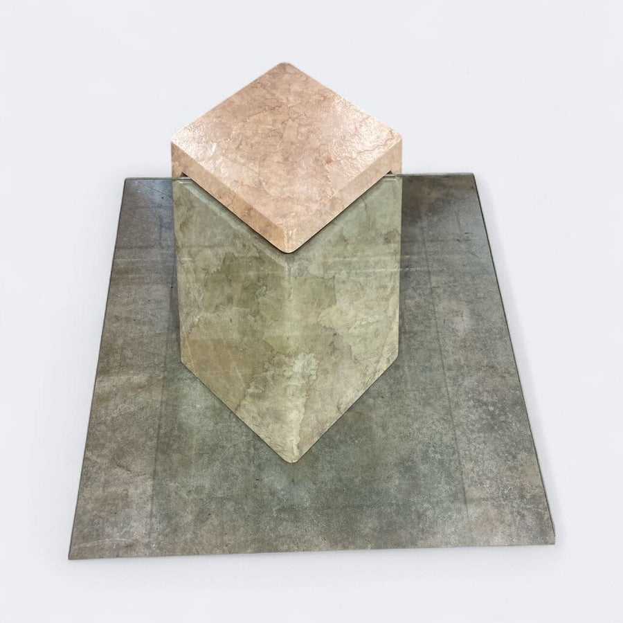 Mid Century Cantilever Faux Goatskin Coffee Table