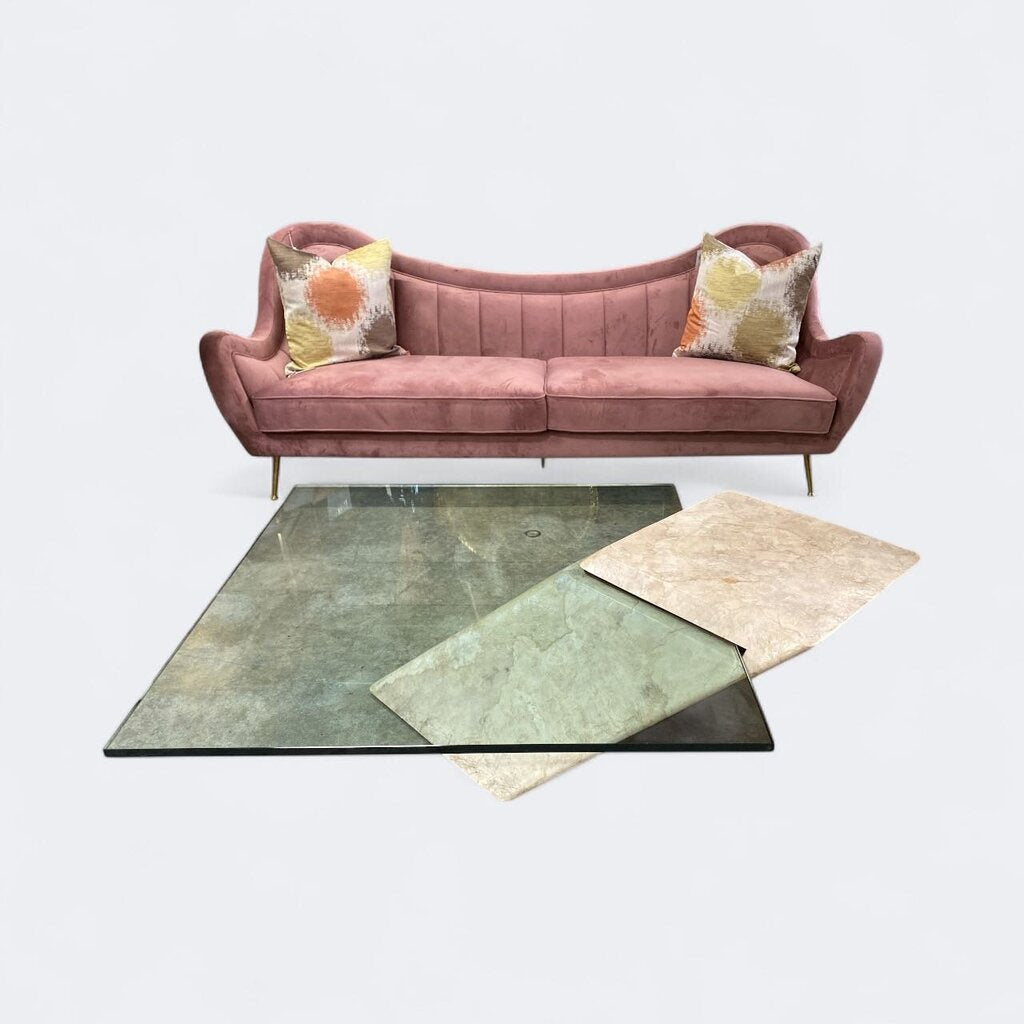 Mid Century Cantilever Faux Goatskin Coffee Table