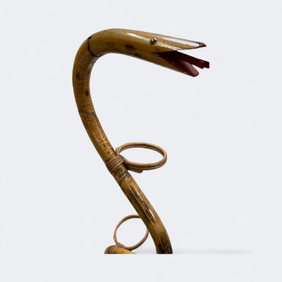 Vintage 1970"s Cobra Snake Bamboo Carved Plant Stand
