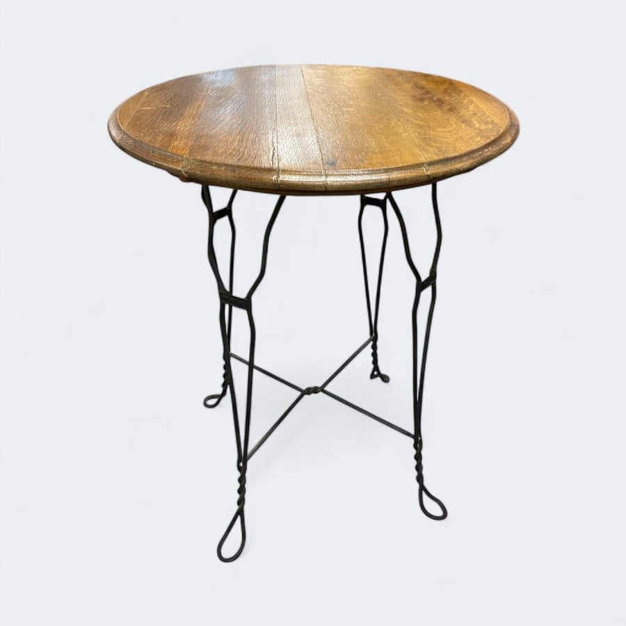 Antique Wrought Iron Twist Legs Ice Cream Parlor Table