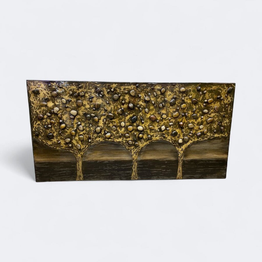 Mid Century Resin & Stone Trees Wall Art