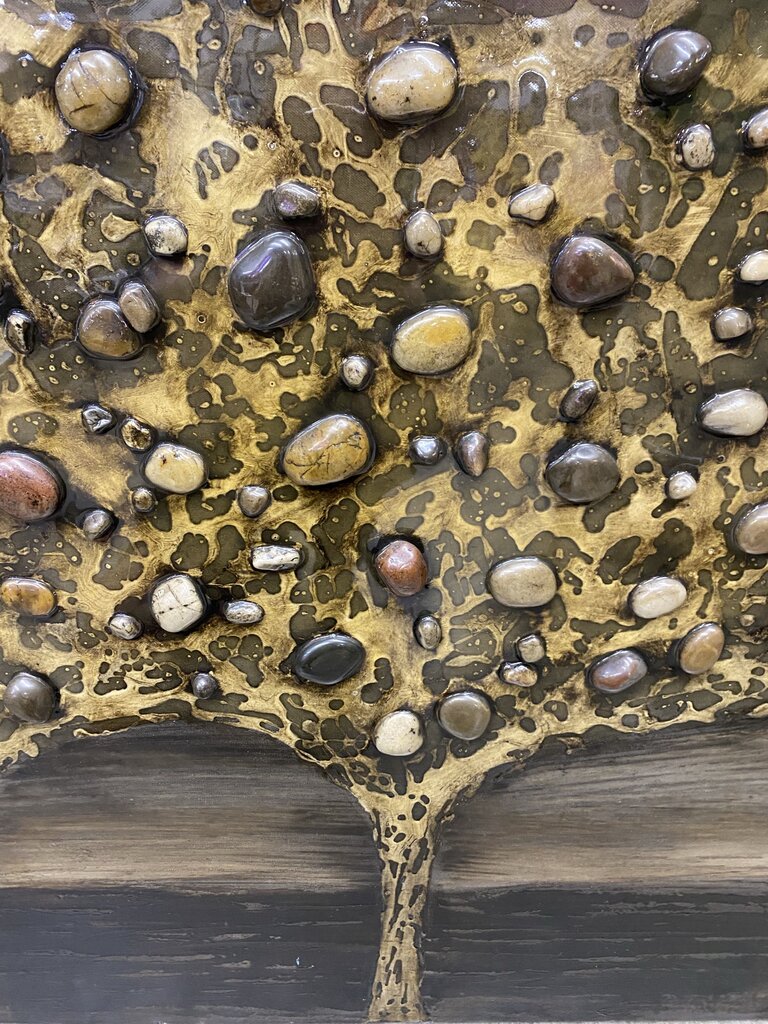 Mid Century Resin & Stone Trees Wall Art