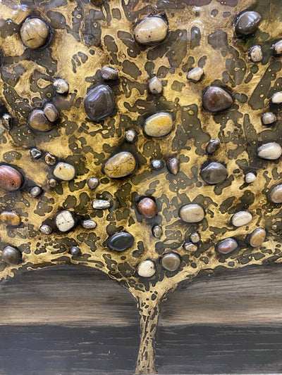 Mid Century Resin & Stone Trees Wall Art