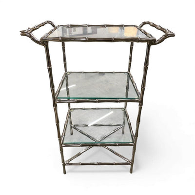 Faux Bamboo Polished Nickel and 3 Tier Glass Shelf