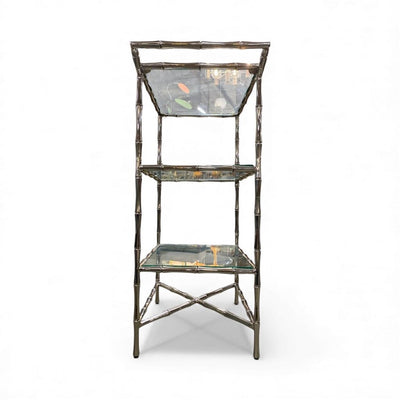 Faux Bamboo Polished Nickel and 3 Tier Glass Shelf