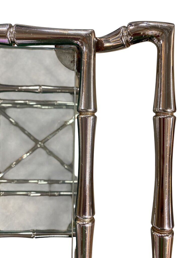 Faux Bamboo Polished Nickel and 3 Tier Glass Shelf