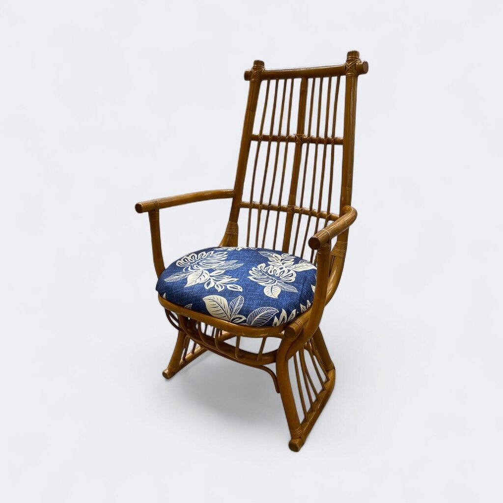 Mid Century Boho Rattan High Back Chairs