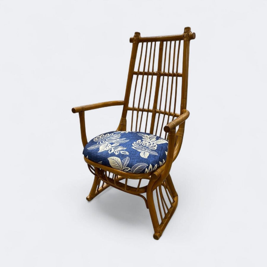 Mid Century Boho Rattan High Back Chairs