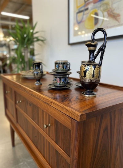 Mid Century 24K Gold Trim Greek Cappuccino Set 14pc