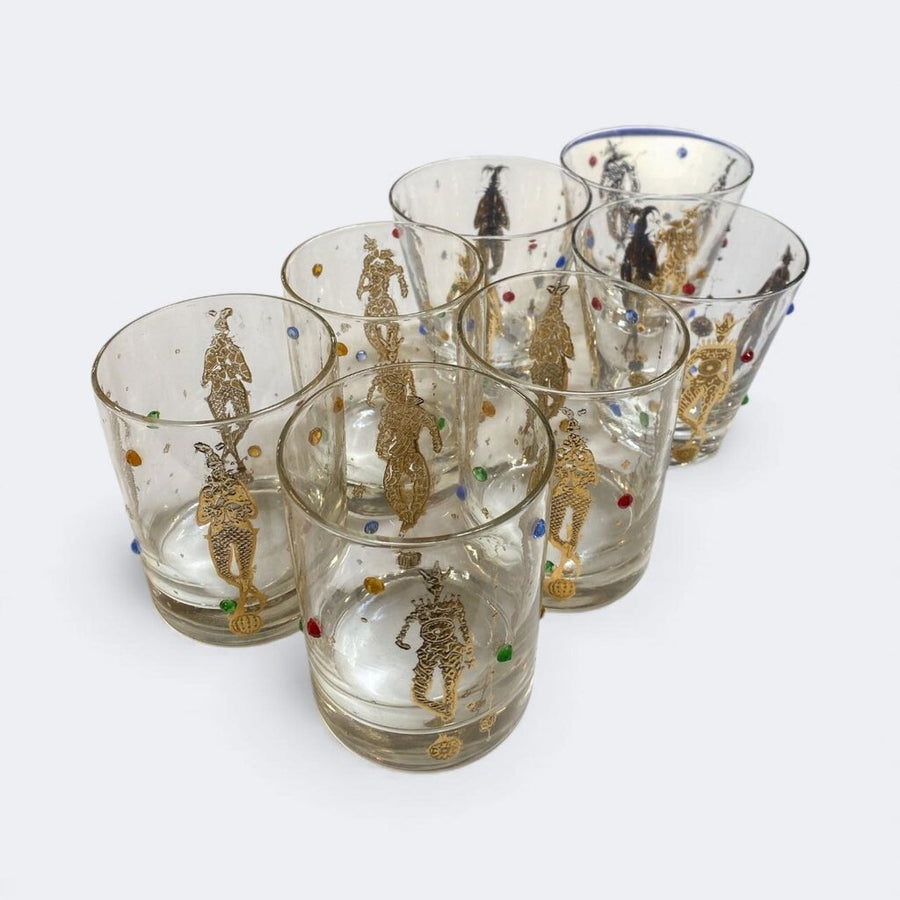 SET OF 7 Culver Mardi Gras Highball Glasses (Set of 7)