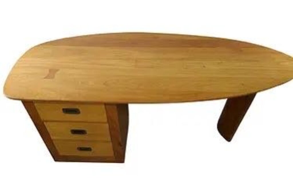 Mid Century Lg. 3 Drawer Side Surfboard Top Dedk, w/Bowtie Inlay