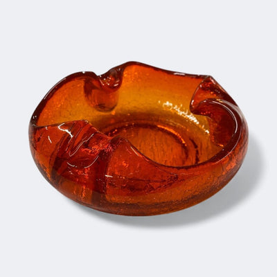 Blenko Mid Century Crackle Glass Bowl/Catchall/Ashtray