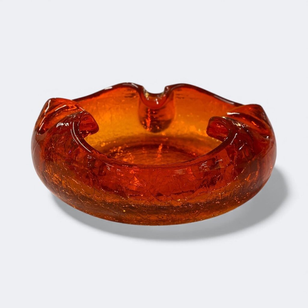 Blenko Mid Century Crackle Glass Bowl/Catchall/Ashtray