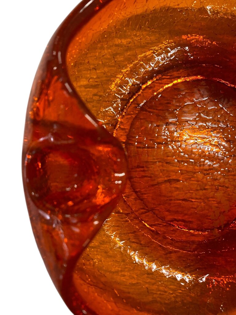Blenko Mid Century Crackle Glass Bowl/Catchall/Ashtray