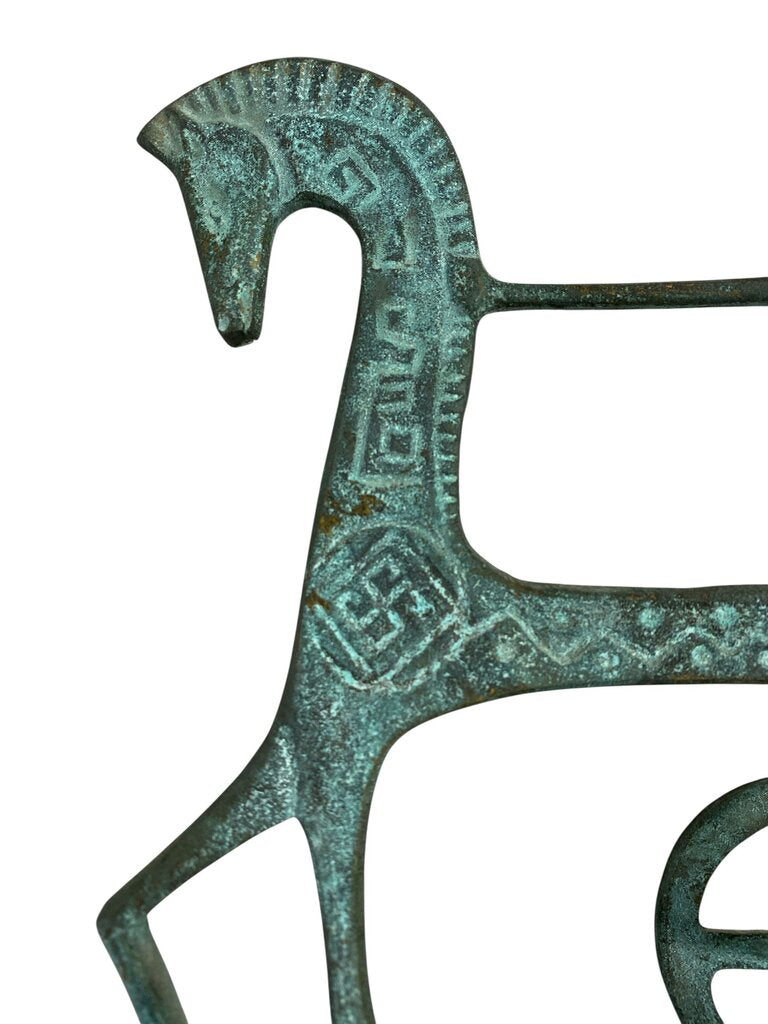 Mid Century Greek Athena Chariot - Green Patina
