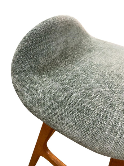 Pair of Erik Buch Vintage Bar Stools with Aqua Chenille Upholstery (Set of 2)