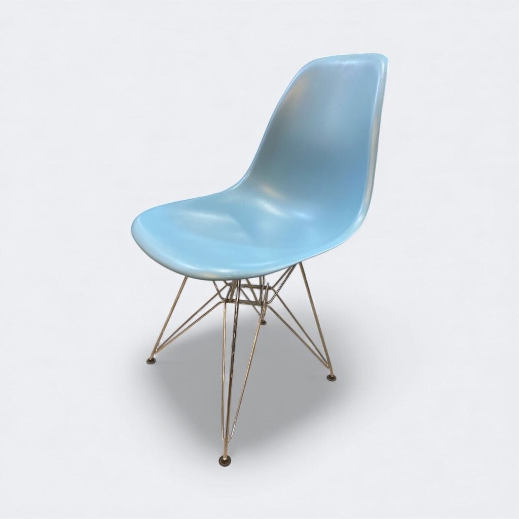 Charles and Ray Eames Vitra Eiffel Base Molded Dining or Office Chair in Robin's Egg Blue