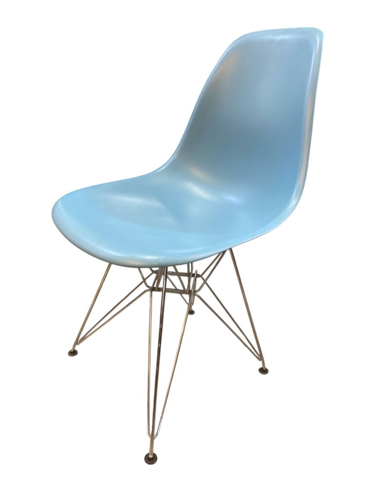 Charles and Ray Eames Vitra Eiffel Base Molded Dining or Office Chair in Robin's Egg Blue