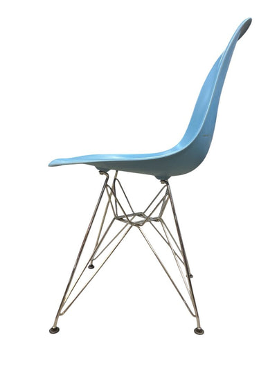 Charles and Ray Eames Vitra Eiffel Base Molded Dining or Office Chair in Robin's Egg Blue