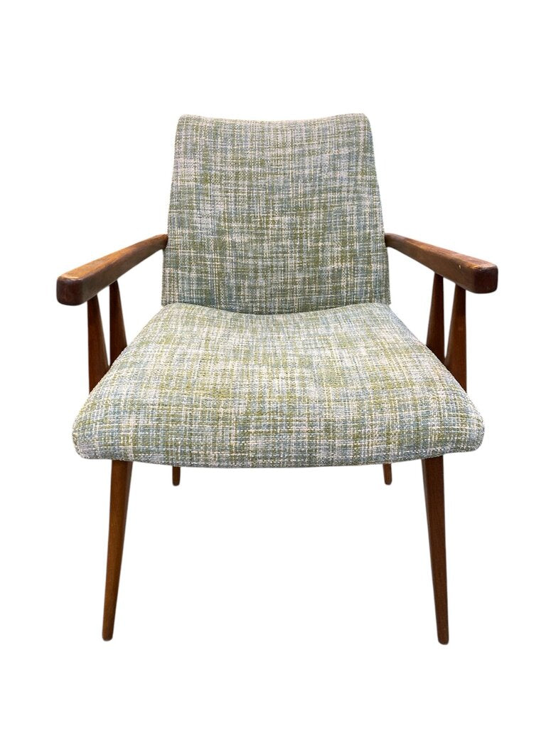 1960's Set of Four Dining Chairs in Light Green and Blue Upholstery (Set of 4)