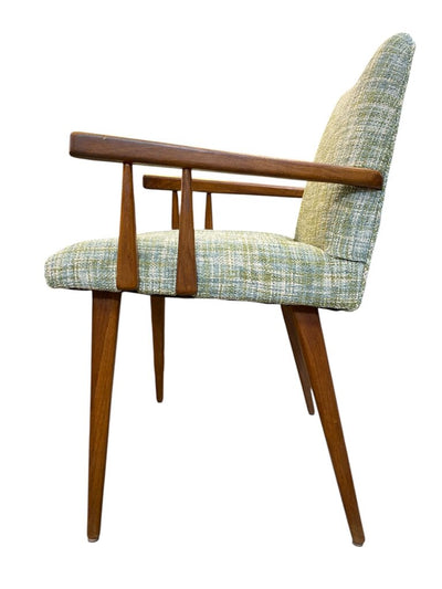 1960's Set of Four Dining Chairs in Light Green and Blue Upholstery (Set of 4)