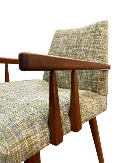 1960's Set of Four Dining Chairs in Light Green and Blue Upholstery (Set of 4)