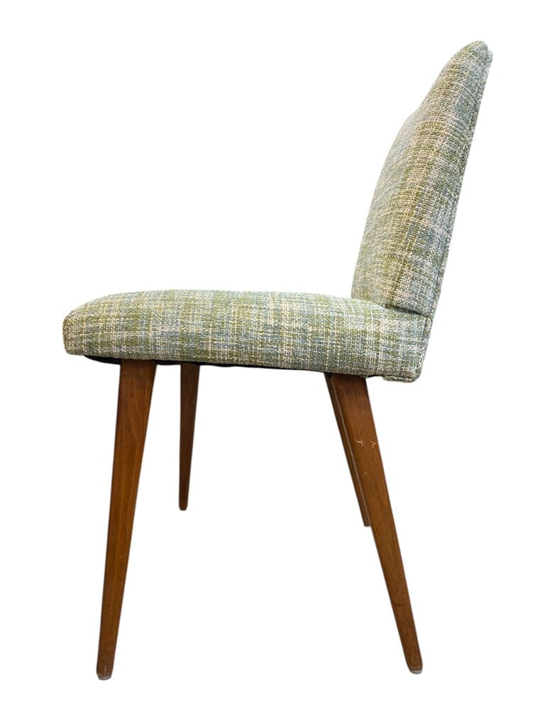 1960's Set of Four Dining Chairs in Light Green and Blue Upholstery (Set of 4)