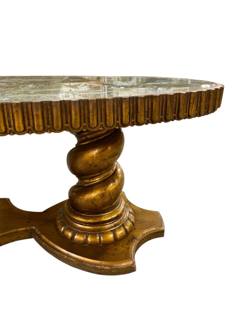 Hollywood Regency Golden Oval Coffee Table