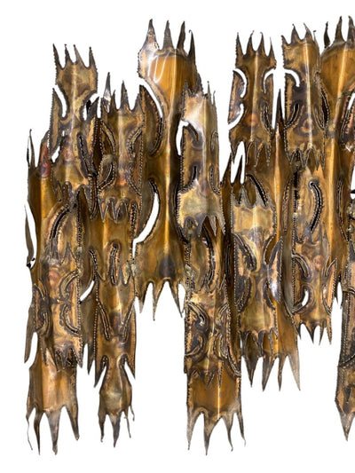 MCM Brutalist Copper Wall Sculpture with Disguised Candle Holders