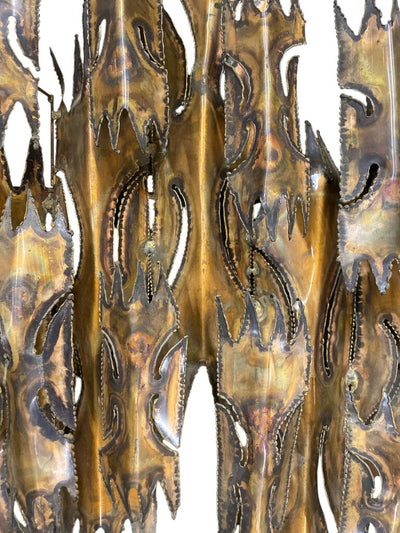 MCM Brutalist Copper Wall Sculpture with Disguised Candle Holders