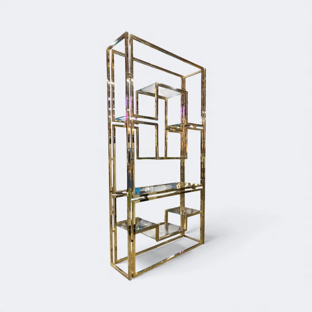 MCM Solid Brass and Glass Etagere