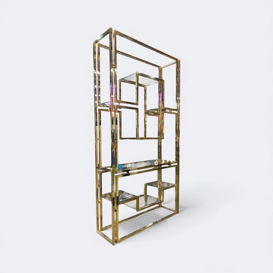 MCM Solid Brass and Glass Etagere