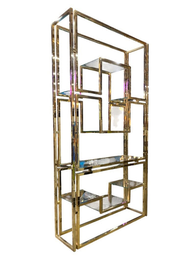 MCM Solid Brass and Glass Etagere
