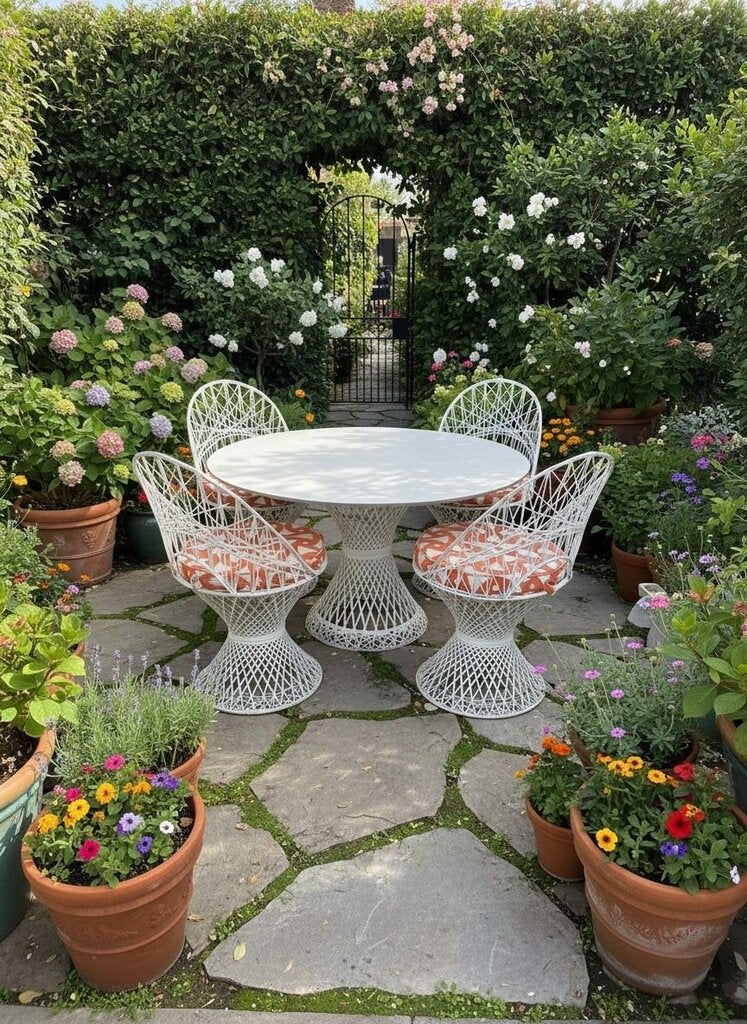 MCM Russell Woodard Outdoor Dining Set with 47" Table and Four Chairs (Set of 5)