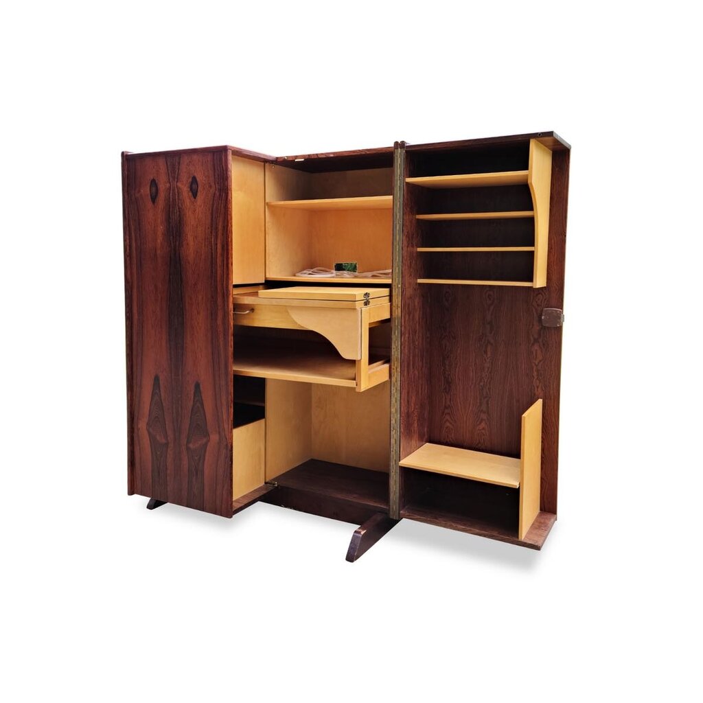 Mid Century "Magic Box" Brazilian Rosewood Office Desk by Mummenthaler & Meier Innovativ