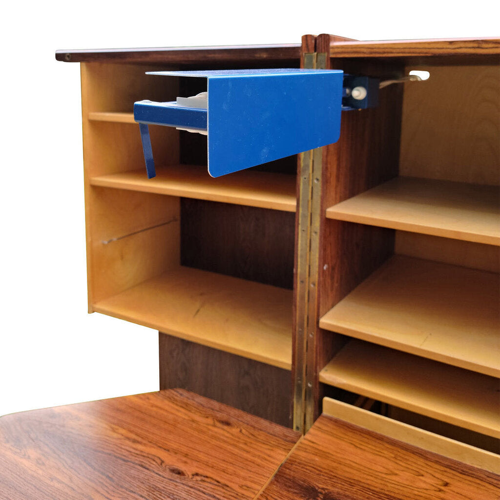 Mid Century "Magic Box" Brazilian Rosewood Office Desk by Mummenthaler & Meier Innovativ