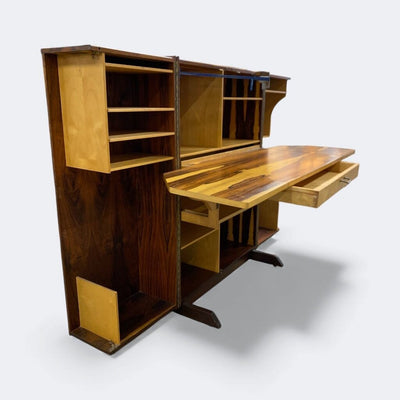 Mid Century "Magic Box" Brazilian Rosewood Office Desk by Mummenthaler & Meier Innovativ