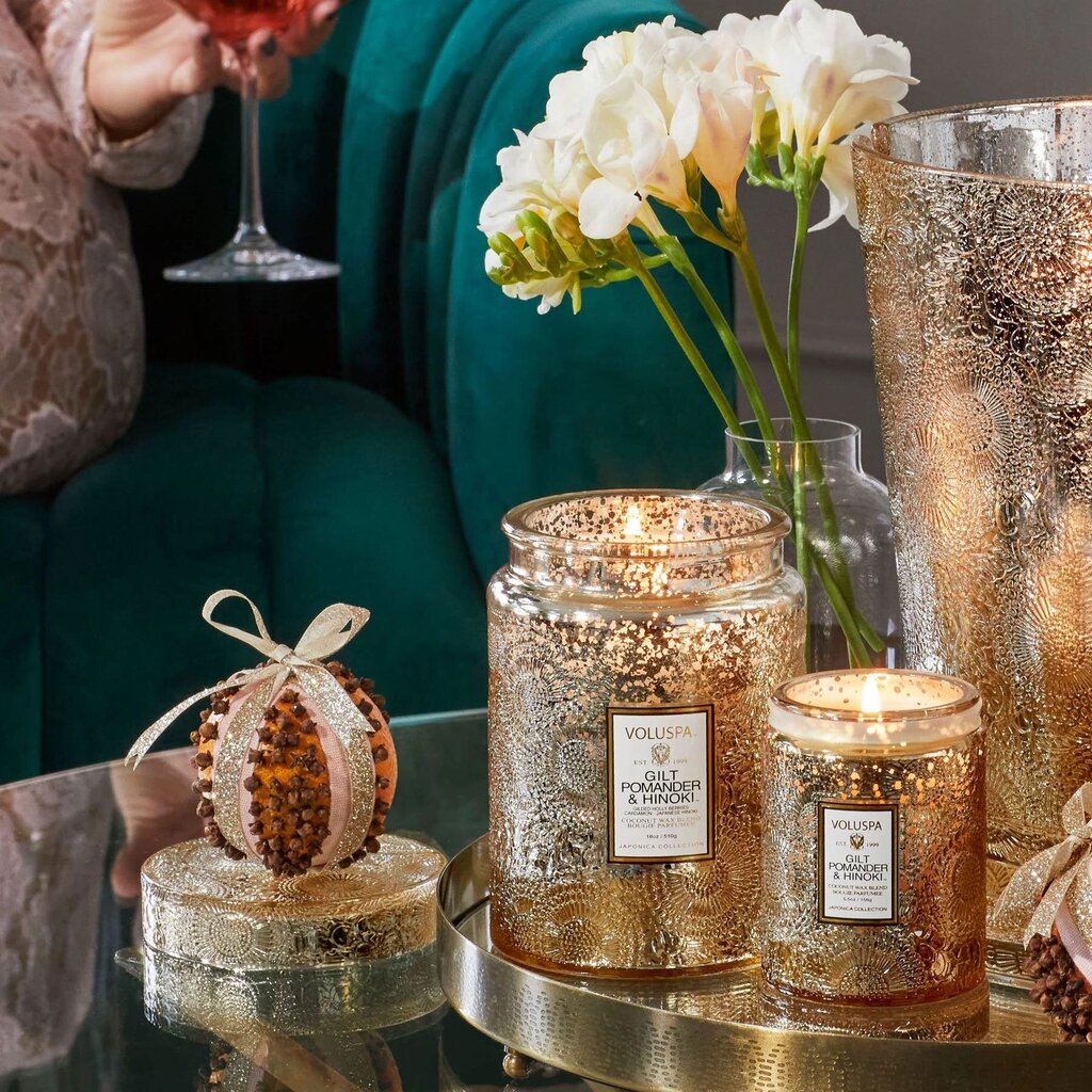 Voluspa Gilt Pomander & Hinoki 5.5oz Small Jar Candle