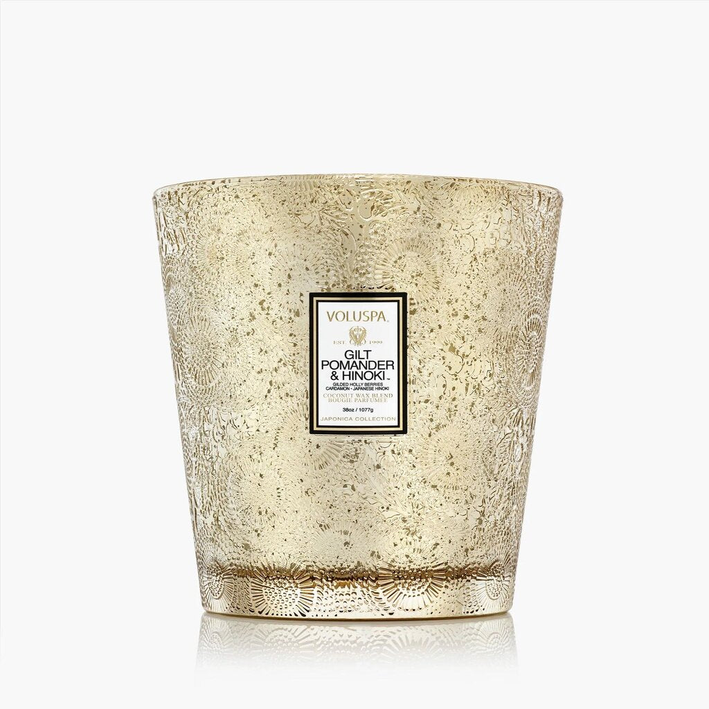 Voluspa Gilt Pomander & Hinoki 3 Wick Hearth Candle