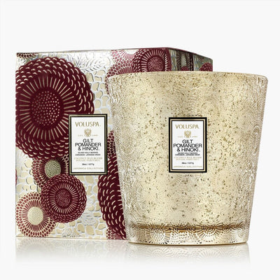 Voluspa Gilt Pomander & Hinoki 3 Wick Hearth Candle