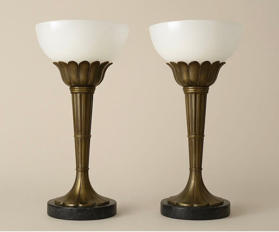 PAIR Vintage Brass CHAPMAN Art Deco Torchiere Lamps (Set of 2)