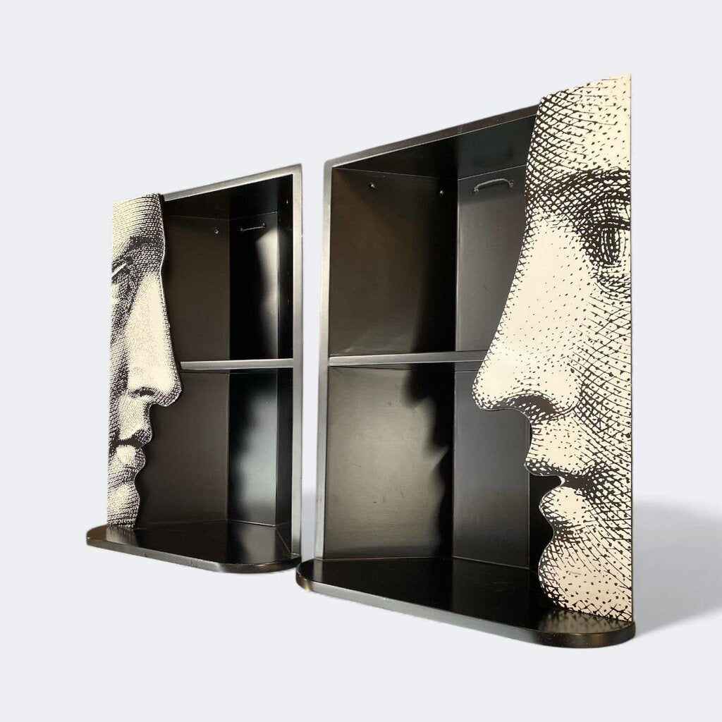 PAIR - Barnabe Fornasetti Pair of Corner Shelves Milan Italy (Set of 2)