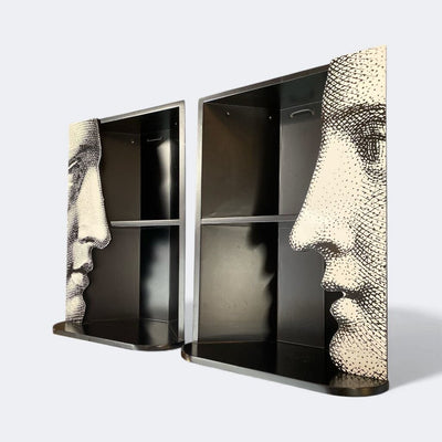 PAIR - Barnabe Fornasetti Pair of Corner Shelves Milan Italy (Set of 2)